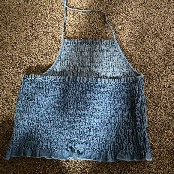 Jean like open back crop top - Picture 2 of 3